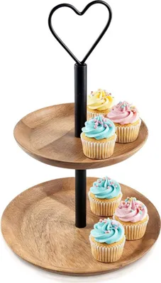 Produktbild von Orion | Etagere - Braun - 37 cm - Aus Holz - 2-stufig - für Gebäck Kekse und Obst - Mangoholz