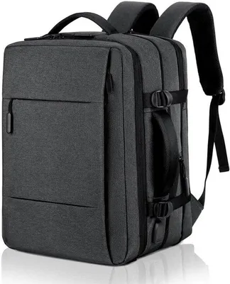 Produktbild von Unyqoos® Handgepäck-Rucksack – 42 x 30 x 16 cm (erweiterbar auf 23 cm), 15,6 Zoll Laptopfach, wasserabweisendes Polyester, atmungsaktive Schulterriemen, Trolley-Gurt