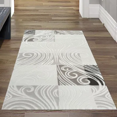 Immagine prodotto di Tappeto in lana con glitter e ornamenti in grigio Dimensioni - 80 x 300 cm