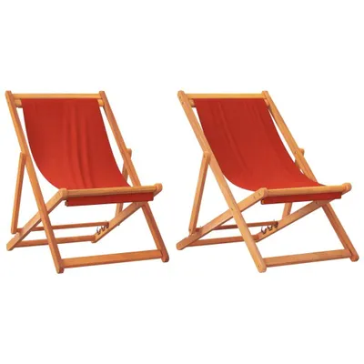 Image de Chaises de plage pliables lot de 2 rouge tissu