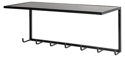 Wandkapstok schwarz Metall 7 Haken 60x25x25 cm