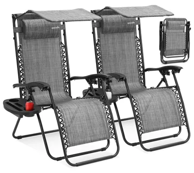 Immagine prodotto di Sedia a sdraio sedia relax - Set di 2 - Regolabile - Grigio - Per giardino e terrazzo