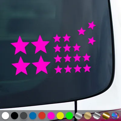 Produktbild von PantherPixel Sternchen Set Aufkleber Mehrteilige Sterne Sticker Auto Geschenkidee Farbe Neon-Pink