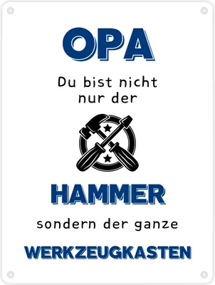 Produktbild von Opa Metallschild in 15x20 cm mit Spruch Du bist nicht nur der Hammer