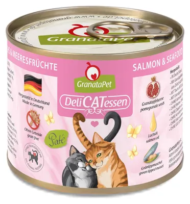 Productafbeelding van GranataPet DeliCATessen, zalm en zeevruchten, 6 porties van 200g