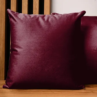 Obrázek produktu pro MG Design, sada 2 povlaků na polštáře, 60 x 60 cm, červená barva - s zipem, sametově měkké, jemné a husté, snadno se udržují