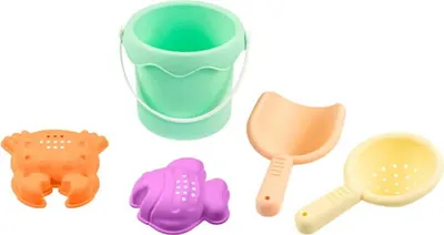 Produktbild von Mochtoys | Sandspielzeug Set - Eimer mit Zubehör - Bunt - Förmchen und Schaufel - Ideal für den Sandkasten