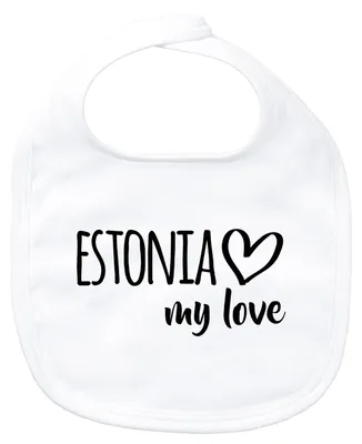 Produktbild von Huuraa Baby Lätzchen Estonia my love White Klettverschluss  Baumwolle Latz Geschenkidee