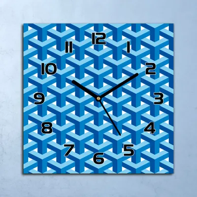 Produktbild von Wanduhr Echt-Glas-Küchenuhr blau Linien und Weiß Quarz 30x30 Deko Bilder