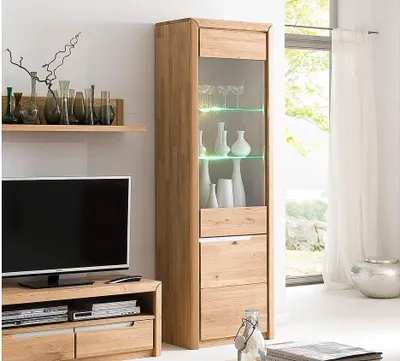 Produktbild von Vitrine 3 FLORENZ Wildeiche bianco massiv Softclose rechts