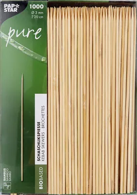 Immagine prodotto di PAPSTAR  16658 PAPSTAR Schaschlikspieße "pure", aus Bambus, Länge: 200 mm