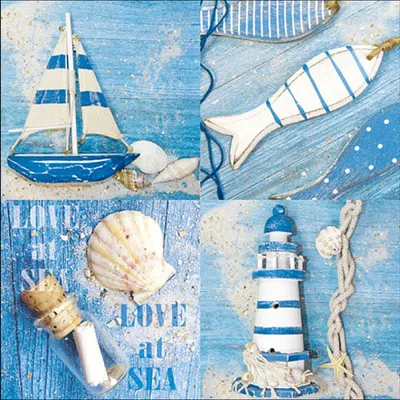 Produktbild von Servietten Papier 33x33cm 3-lagig mit maritimem Motiv 20 Stück