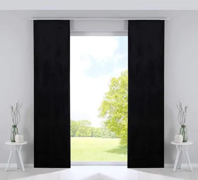 Immagine prodotto di Set di 2 tende a pannello - 2 tende a pannello - Tende oscuranti - Velluto - Opache - Barre di peso - Nero