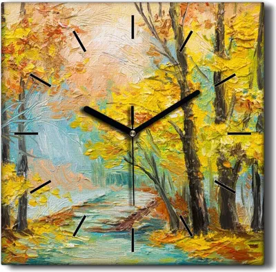 Produktbild von Coloray Hodiny Unikátní 30x30 cm  Tiché hodiny Pro obývací pokoj a kuchyň Nástěnné hodiny Plátno Černé ručičky hodin - Les