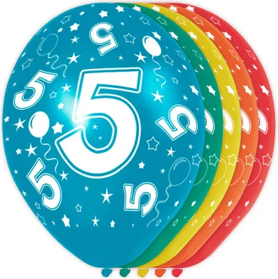 Produktbild von Folat Big 5 Luftballons, 5er Pack, 30cm Durchmesser