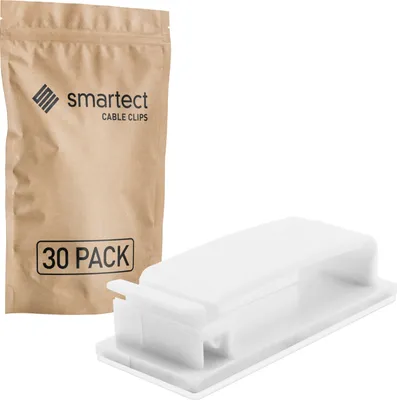 Produktbild von smartect Kabelhalter selbstklebend 4,6x1,8 cm zum befestigen von USB-, Strom- und Ladekabeln, Weiß, 30 Stück