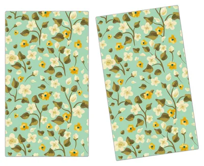 Produktbild von Spritzschutz Herdabdeckplatte Schneidebrett aus Glas Florales Muster 2-Teilig (60x52cm)