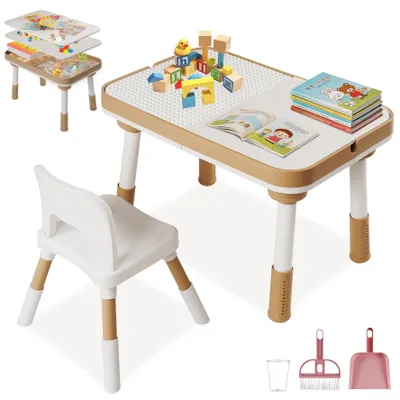 Immagine prodotto di Solidchoice - Tavolo regolabile 6-in-1 per bambini, completo di sedie, ideale per giochi creativi