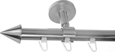 Produktbild von Innenlauf Gardinenstange Edelstahl look, Durchmesser 20mm, Deckenträger D30, 1-läufig, Länge 360, Endkappe E31