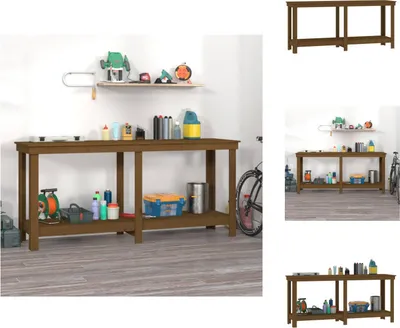 Produktbild von vidaXL Werkbank Honigbraun 180x50x80 cm Massivholz Kiefer -  Werkbänke