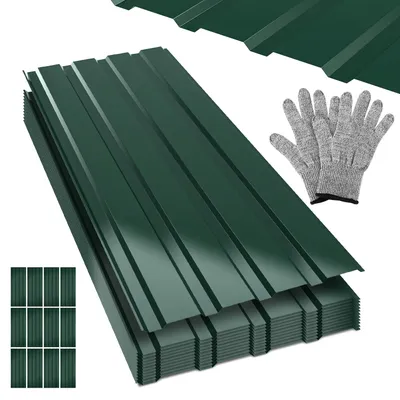 Produktbild von Peviasot 12 Stück Profilblech Dachblech 115 x 45 cm, 0,25 mm, Grün, für Gartenhaus und Carport