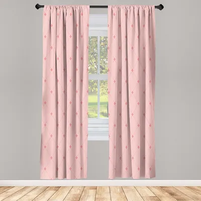 Produktbild von ABAKUHAUS Fleur De Lis Vorhänge 2 Panel Set für Wohnzimmer Schlafzimmer Nachbildung, Shabby Formular Art Damast Muster Mit Vintage Geometric Diamant Zeichnet, 150 cm x 225 cm, Blush Salmon