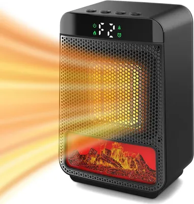 Produktbild von Mini-Elektrokaminheizung für den Innenbereich, 1500 W kleine Kaminheizung mit 3D-LED-Flamme, tragbare Tischkaminheizung
