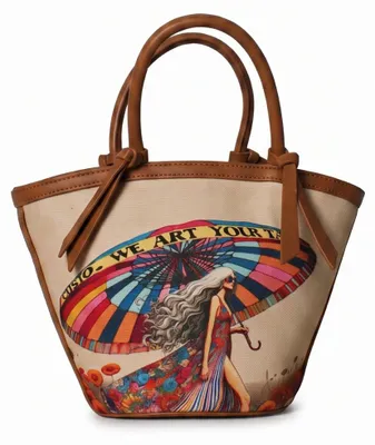 Produktbild von Handtasche Celestia Chic, Damenmodell, aus echtem Rosa-Leder, mit künstlerischem Design