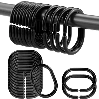 Imagen del producto de Anillos para cortina de ducha, forma en C, 24 unidades, color , plástico, para baño