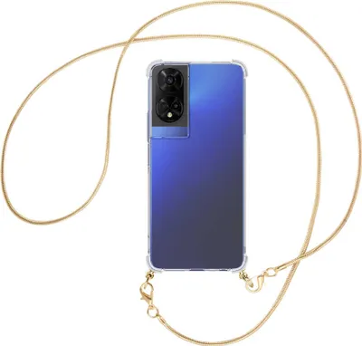 Produktbild von Handykette Backcover-Schutzhülle mit Band (Metall goldfarben) für TCL 50 5G - goldfarbene Snake-Kette