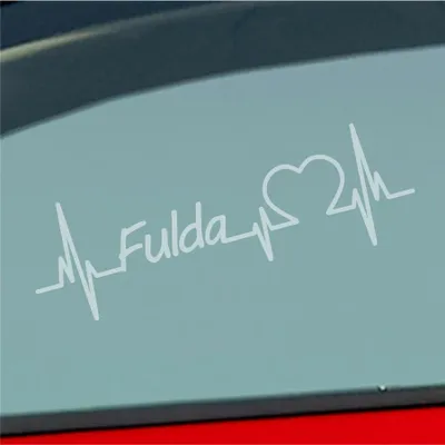 Produktbild von Auto Aufkleber Fulda Herz Puls Fluss River Wasser Water Liebe Love 19x6 cm Milchglas Sticker Heckscheibenaufkleber