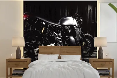Produktbild von MuchoWow® Fototapete für Wohnzimmer oder Schlafzimmer Wandtapete Vinyl Motivtapete Schönes Bild eines schönen Motorrads - 240x240 cm - Schlafzimmer-Tapete