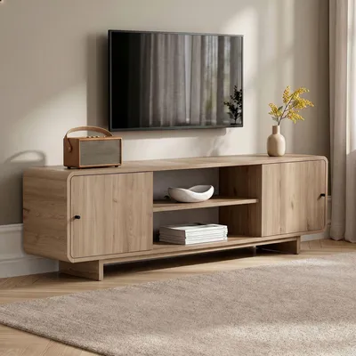 Image de Skye Decor, support TV de haute qualité en chêne, 180 cm, 100% mélaminé