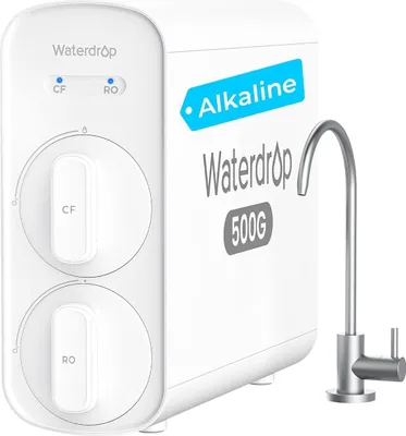 Immagine prodotto di Waterdrop G5P500A Filtro minerale alcalino pH+ per acqua ad osmosi inversa, sistema di filtrazione dell'acqua RO a 8 stadi da 500G, purezza 2:1 all'effluente, riduzione dei TDS