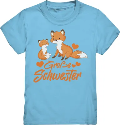 Produktbild von Große Schwester Shirt Fuchs Große Schwester Geschenk – Sky Blue / 134/146 (9-11)