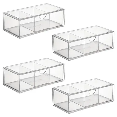 Stapelbare Aufbewahrungsboxen, 4er-Set, durchsichtig, 23x10x7 cm