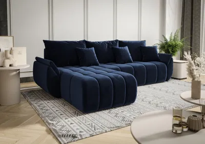 Produktbild von Ecksofa Schlafsofa OSAKA Stoff Monolith Dunkelblau Ottomane Links