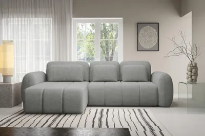 Produktbild von Ecksofa Schlafsofa Sofa CARIA in Stoff Quelle Grau Ottomane Links