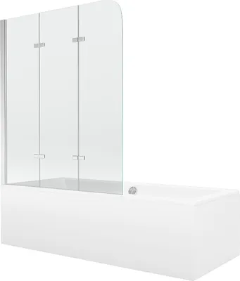 Produktbild von Mexen Cube Rechteckbadewanne 180 x 80 cm mit Verkleidung und 3-teiliger Falttür 120 cm, transparent, Chrom - 550518080X90120301?