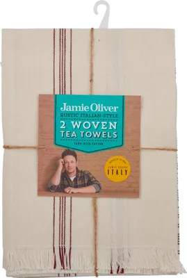 Produktbild von Jamie Oliver Rustic Italian Geschirrtücher-Set, 2-tlg., Geschirrtuch, Geschirrhandtuch, Küchenhandtuch, Baumwolle, Dunkelrot Gestreift, 70 x 50 cm, 544645