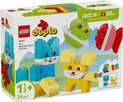 Produktbild von LEGO DUPLO 3-in-1 Kreative Tiere - Kleinkinder Lernspielzeug zur Förderung der Feinmotorik - Tierfiguren inkl. Hund, Katze, Vogel und Fisch - Geschenk für Babys, Mädchen und Jungen ab 1 Jahr - 10477