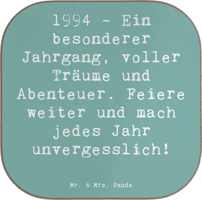 Produktbild von Mr. & Mrs. Panda Untersetzer für Gläser Spruch 1994 Geburtstag - Meeresbrise - Geschenk, Tasse, Coaster, Flaschenuntersetzer, Glas, Jahrgang, Alter, feiern, Geburtsjahr