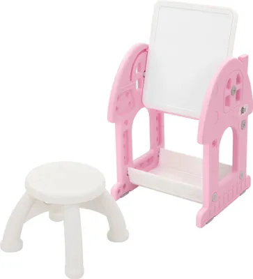 Produktbild von Joyz Kindersitzgruppe 2 in 1, Spieltisch mit Tafel und Stuhl, Rosa-Weiß, HDPE, Sitzgruppe Spielsitzgruppe für Kinder ab 3 Jahr, Kindermöbel Set