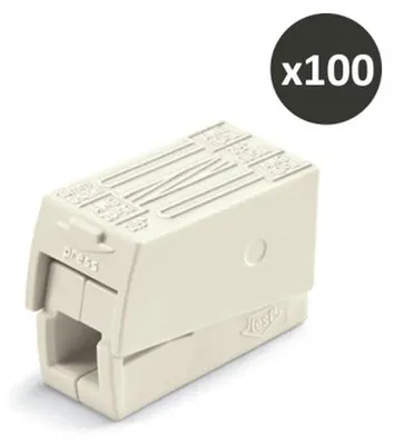 Image de Lot de 100 bornes pour luminaires WAGO 2,5 mm² / 2 rigides - 1 souple / 105°C / Blanc