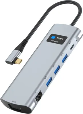 Zdjęcie produktu dla koncentrator 12 w 1 typu C/M do PD USB3.0*3 typu C/F SD/TF RJ45 3,5 mm Audio HD VGA Obsługa funkcji MST