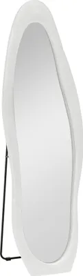Produktbild von AIORBER Ganzkörperspiegel 50 x 160 cm Standspiegel mit Samtrahmen unregelmäßiger gewellter Design Wandspiegel Schlafzimmer Wohnzimmer Weiß