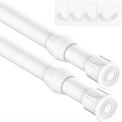 Obrázok produktu pre Teleskopická záclonová tyč 2 ks, 55-85 cm, priemer 13 mm, biela, do skrine