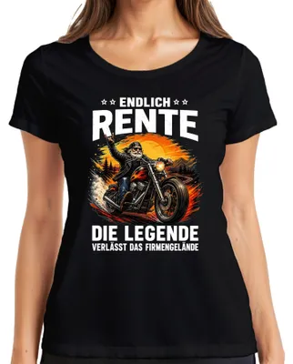 Immagine prodotto di Finalmente la pensione. T-shirt da donna "La leggenda lascia il suo messaggio", colore nero, taglia 3XL