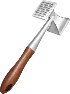 Zdjęcie produktu dla Tłuczek do mięsa - Ciężki młotek do steków - Drewniany uchwyt - Bezpieczny dla żywności stop cynku - 2 w 1 - 26 cm