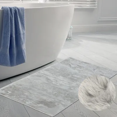 Image de Tapis pour salle de bain | antidérapant | en gris taille - 70 x 140 cm